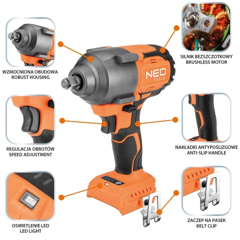 Klucz udarowy bezszczotkowy ENERGY+ 18V 850Nm 1/2” bez akumulatora Klucz udarowy bezszczotkowy ENERGY+ 18V 850Nm 1/2” bez akumulatora