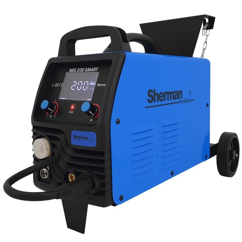 Spawarka inwertorowa MIG 200 SMART z kółkami i półką na butlę